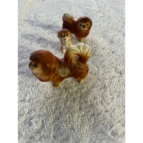3 1960's vintage pekingese family miniature dogs bone china made in japan - Picture 3 of 3